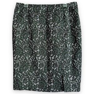 WORTHINGTON Womens Petite 10 P10 Skirt Black Floral Lace Overlay Lined Midi